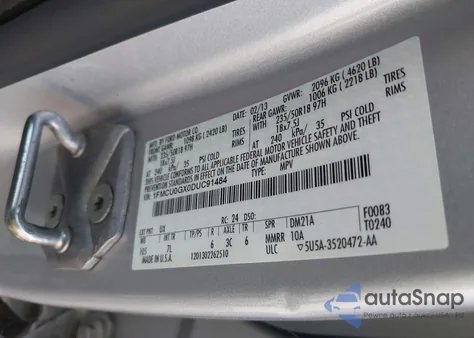 2013 Ford Escape Se из США, поврежденный, VIN 1FMCU0GX0DUC91484